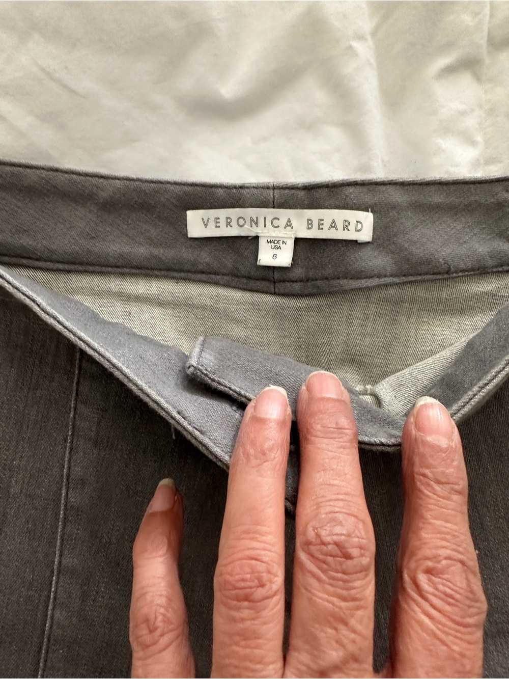 Veronica Beard Gray Frayed Hem Jean Shorts - Picture 2 of 4